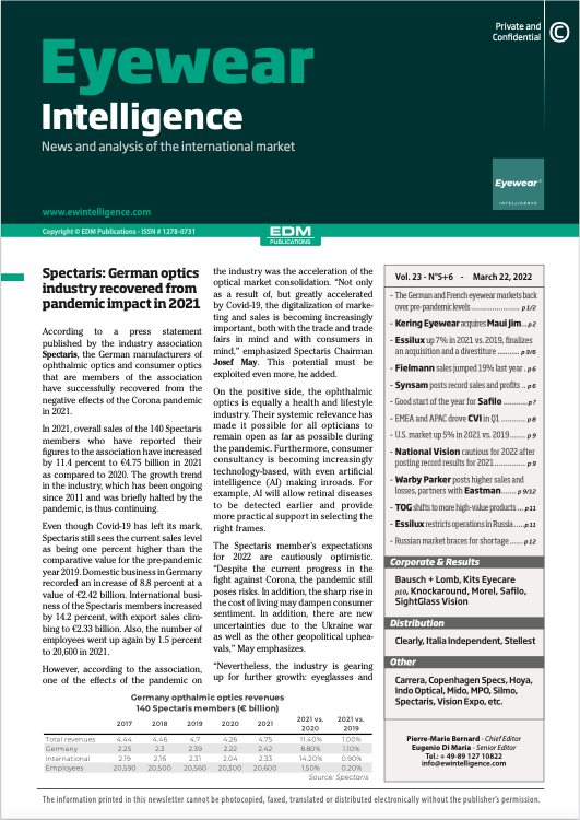 Eyewear Intelligence Newsletter Vol 23 5+6 PDF Newsletter